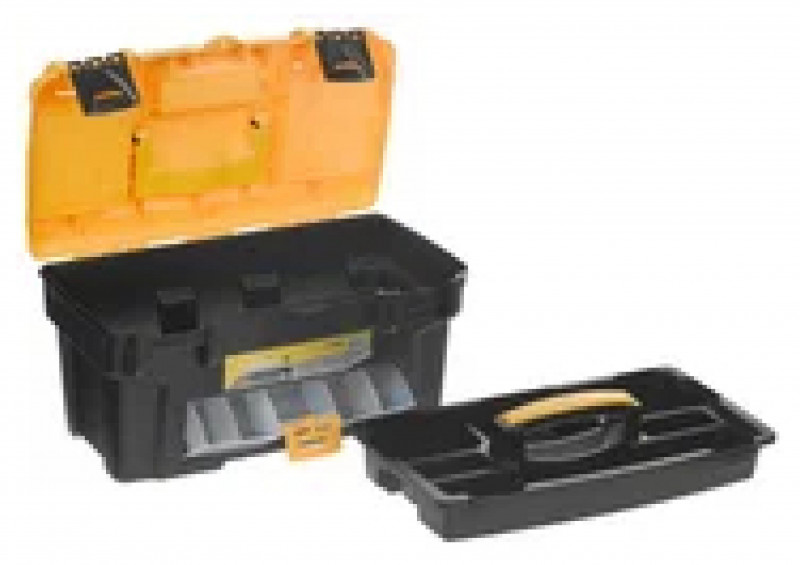 Ящик для инструментов 18" с консолью и секциями черный с желтым АТЛАНТ