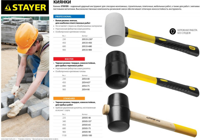 Киянка резиновая 900гр черная STAYER Professional