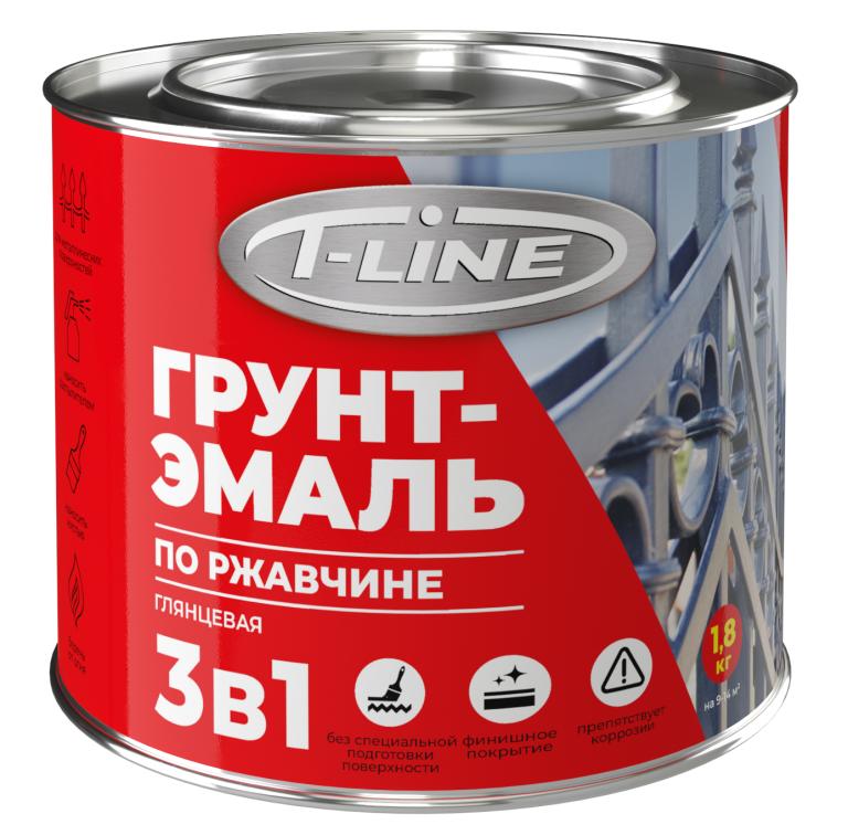 Грунт-эмаль по ржавчине 3в1 1,8кг шоколад T-line