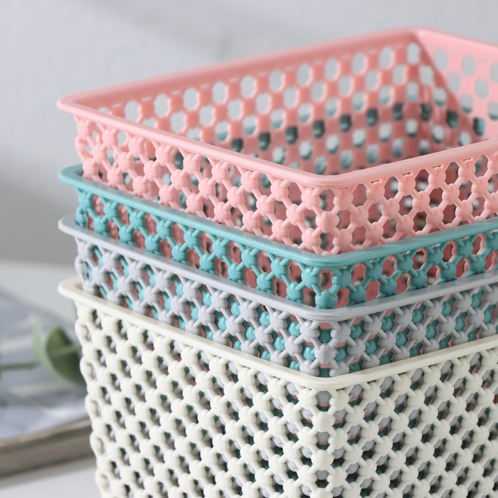 Корзинка пластиковая для хранения 14,5х11,5х8см, цвет микс "Баскет"