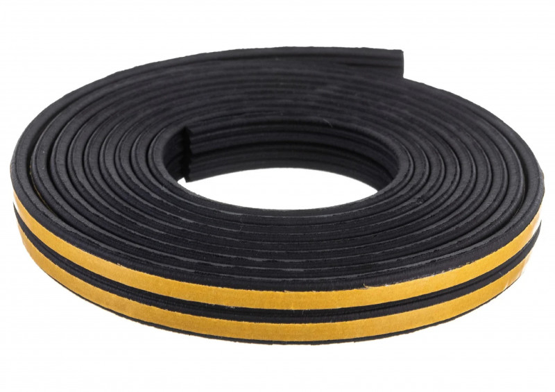 Уплотнитель для окон и дверей LLS Е- профиль резновый на клейкой основе черный